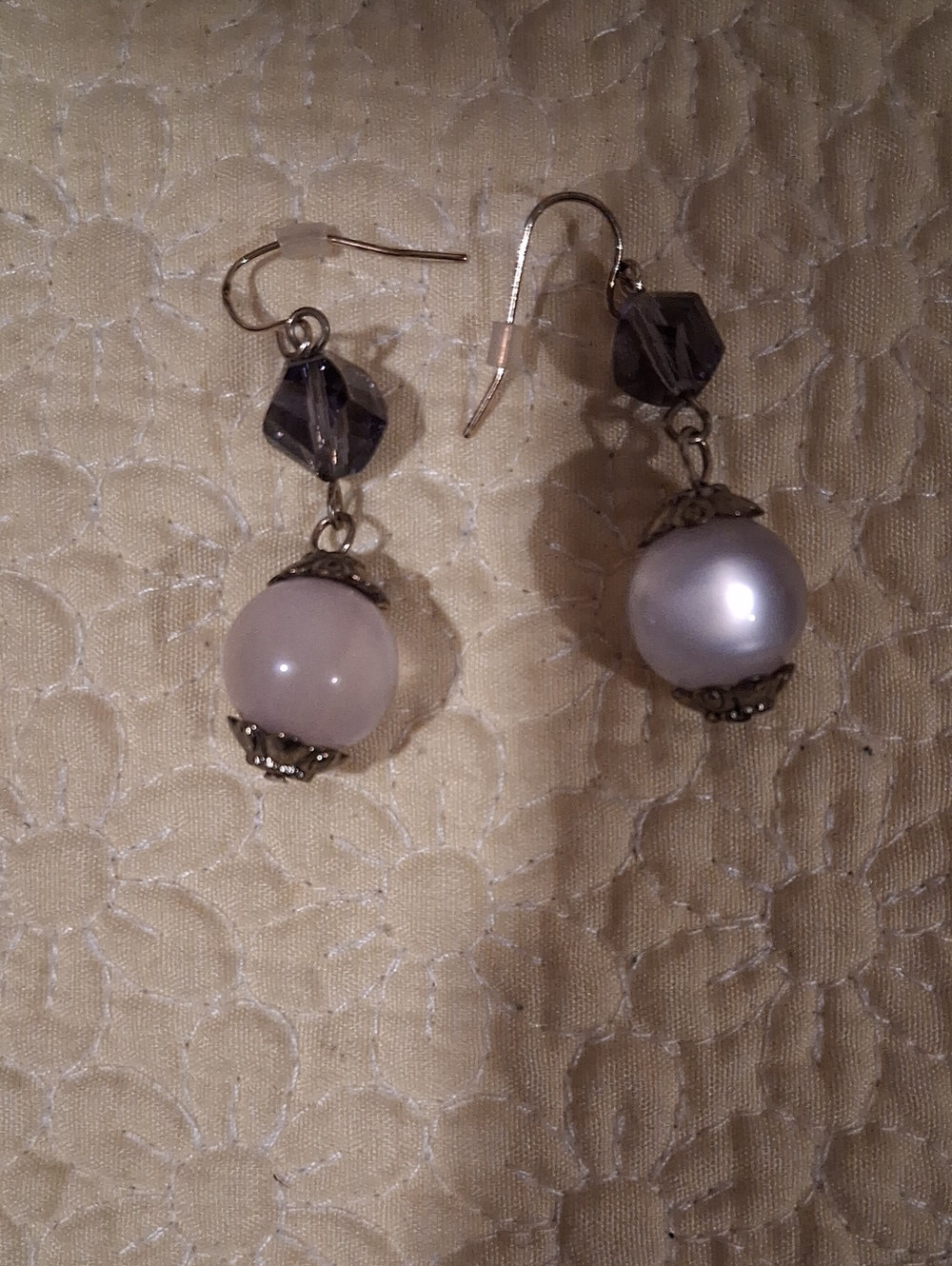 Goldtone Filigree Faceted Crystal Drop Earrings